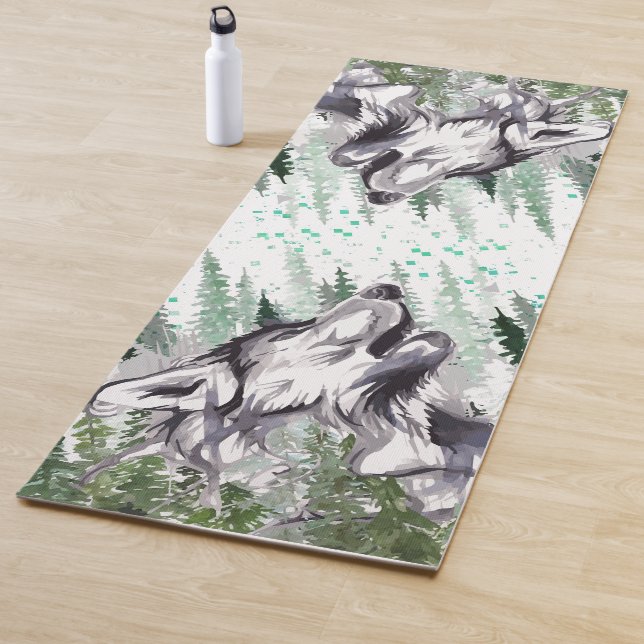 Wolf Yoga Mat | Farbiger Wolf Fitness Mat Yogamatte (Beispiel)