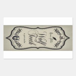 Wolf-Zahn-Halloween-Glas-Aufkleber-Aufkleber Rechteckiger Aufkleber