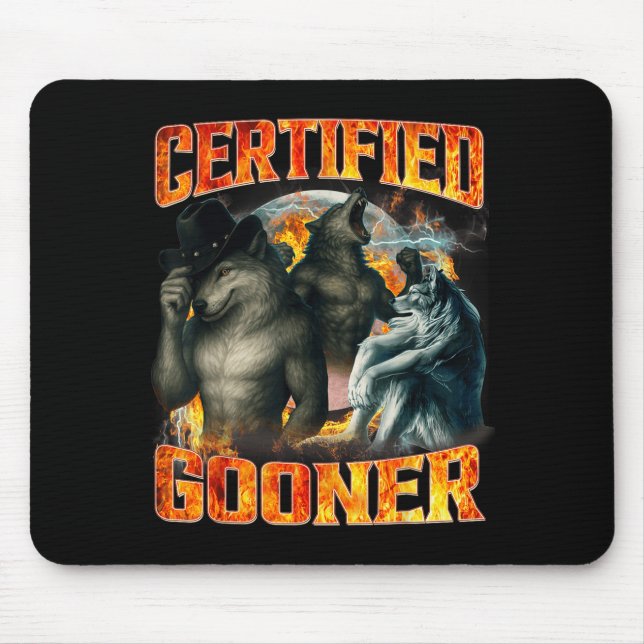 Wolf Zertifizierter Gooner Lustiger Bootleg Meme P Mousepad (Vorne)