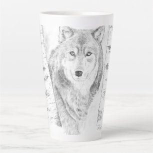 Wolf zwischen Birch Trees Latte Tasse