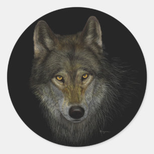 Wolfaufkleber Runder Aufkleber