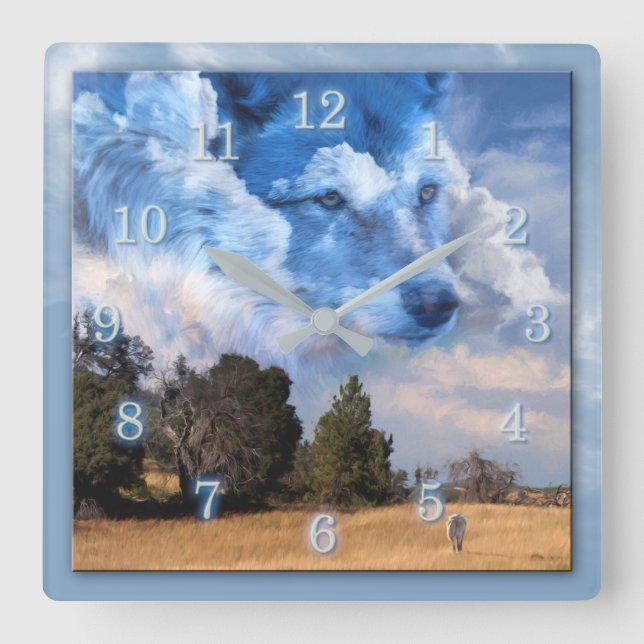 WOLFBRUDER DES BEREICHS QUADRATISCHE WANDUHR (Vorderseite)