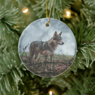 Wolfdog Keramik Ornament