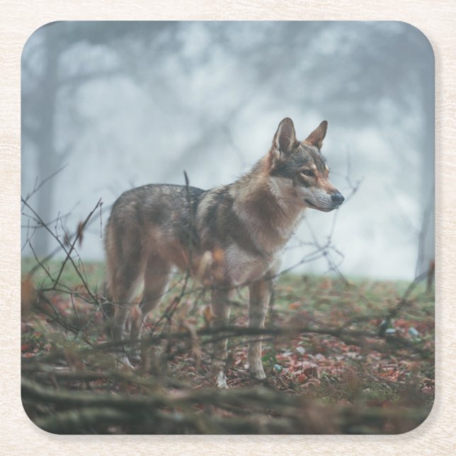 Wolfdog Rechteckiger Pappuntersetzer (Vorderseite)