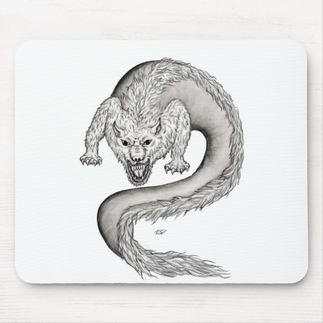 Wolfdragon black and white design mousepad (Vorne)
