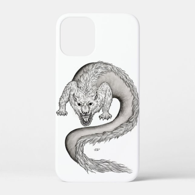 Wolfdragon Schwarzweiß-Design Case-Mate iPhone Hülle (Rückseite)