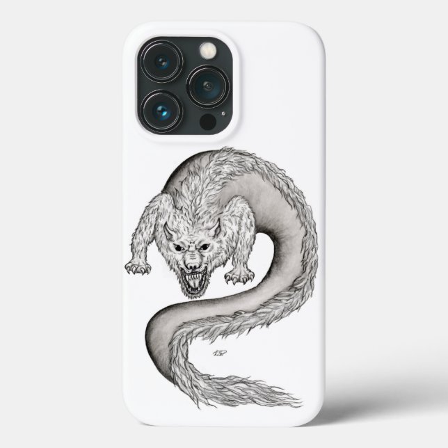 Wolfdragon Schwarzweiß-Design Case-Mate iPhone Hülle (Rückseite)