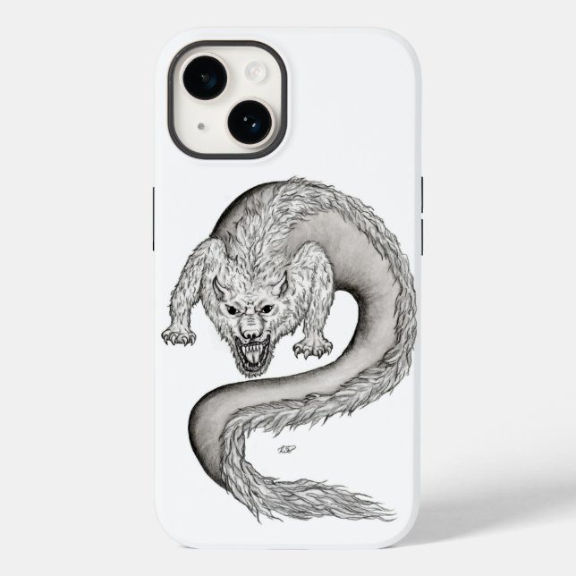 Wolfdragon Schwarzweiß-Design Case-Mate iPhone Hülle (Rückseite)