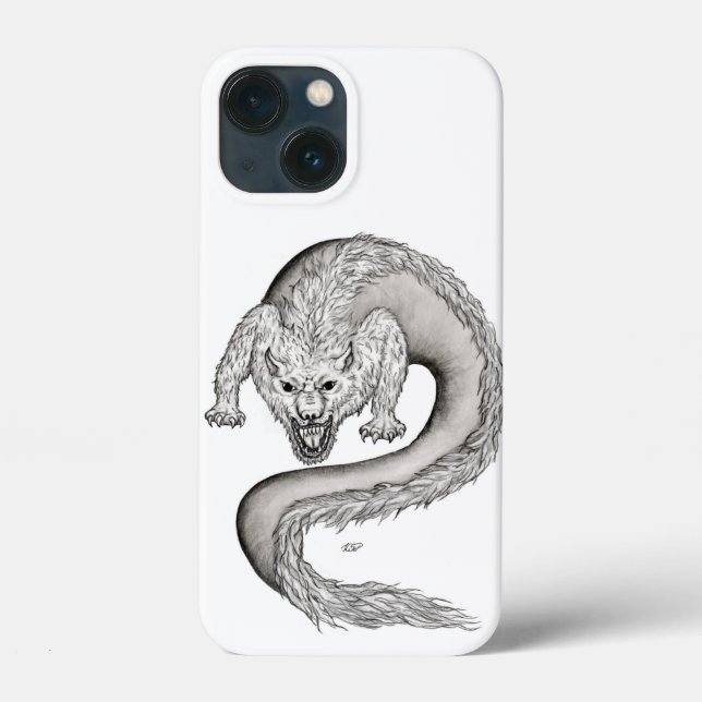 Wolfdragon Schwarzweiß-Design Case-Mate iPhone Hülle (Rückseite)
