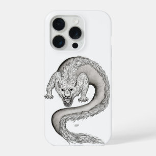 Wolfdragon Schwarzweiß Design iPhone 15 Pro Hülle