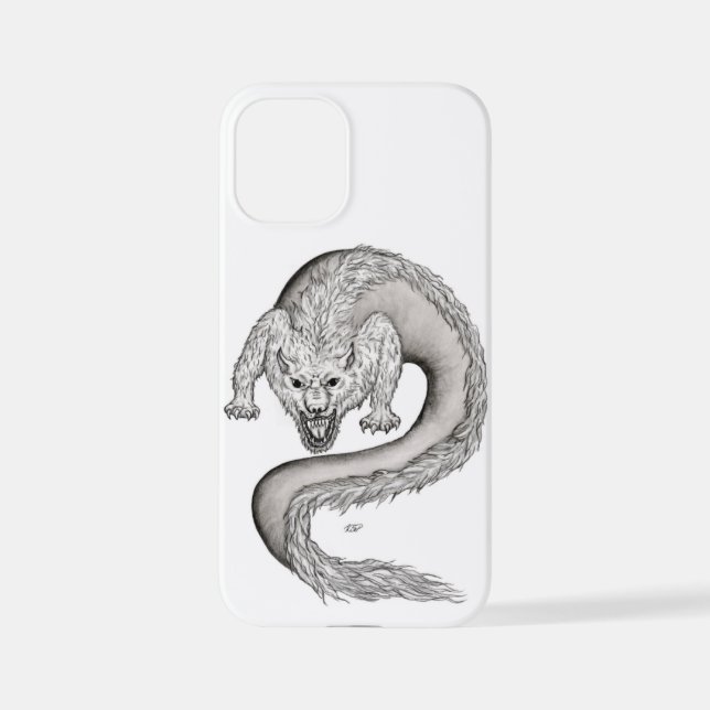 Wolfdragon Schwarzweiß-Design iPhone Hülle (Rückseite)