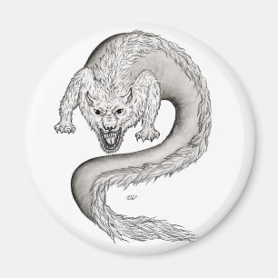 Wolfdragon Schwarzweiß Design Magnet