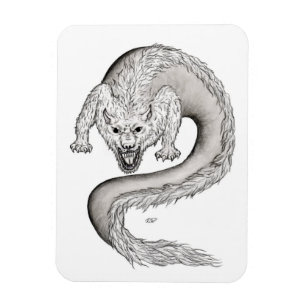 Wolfdragon Schwarzweiß Design Magnet