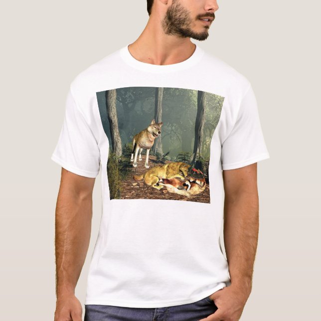Wölfe am Spiel T-Shirt (Vorderseite)