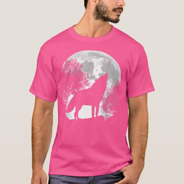 Wölfe auf dem Mond für Wölfe T-Shirt (Vorderseite)