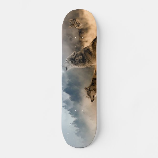 Wölfe auf der Schneeschuhkarte Skateboard (Vorderseite)