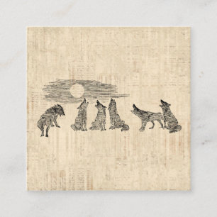 Wölfe heulen am Mond Vintage-Wolf-Kunst Begleitkarte