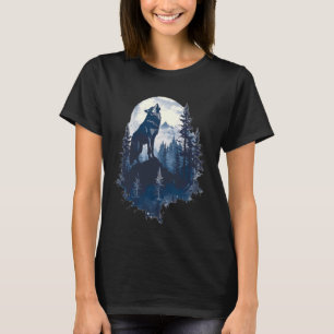 Wölfe heulen vor dem Mond und Waldwolf wi T-Shirt