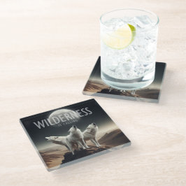 Wölfe Howling bei Vollmond Wilderness ruft Glasuntersetzer