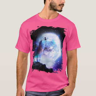 Wölfe im kosmischen Weltraum stürzen auf dem Mond T-Shirt