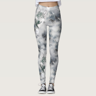 Wölfe im magischen Vollmond der Wildnis Leggings