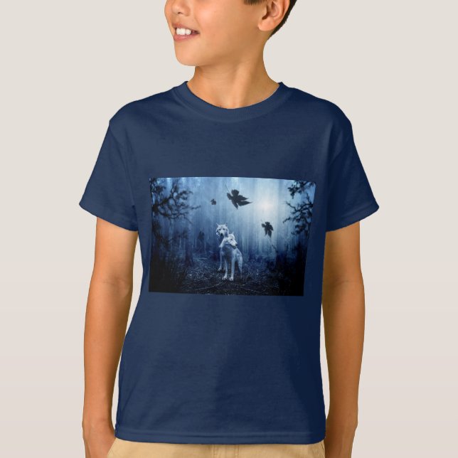 Wölfe im T - Shirt Wald (Vorderseite)