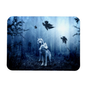 Wölfe im Wald bei Morgendämmerung Magnet