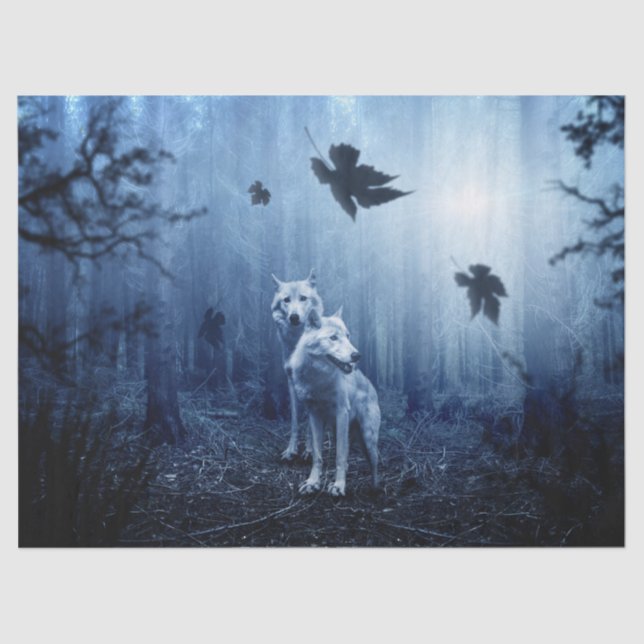 Wölfe im Waldpapier Seidenpapier (Vorderseite)