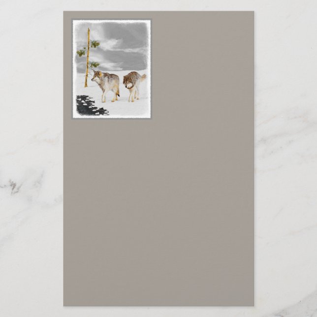 Wölfe in der Schneemalerei - Original Wildlife Art Briefpapier (Vorderseite)