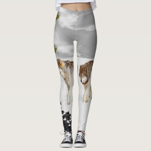 Wölfe in der Schneemalerei - Original Wildlife Art Leggings