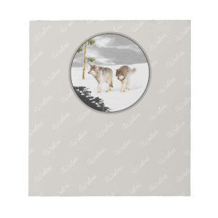 Wölfe in der Schneemalerei - Original Wildlife Art Notizblock