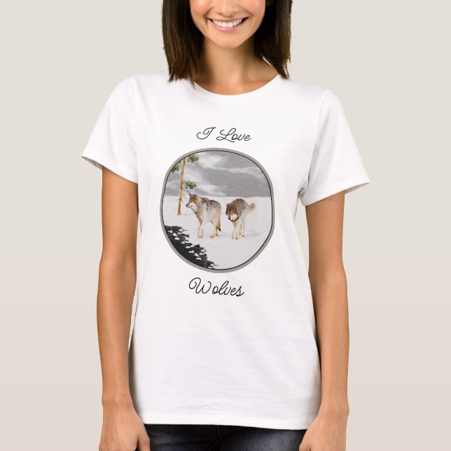 Wölfe in der Schneemalerei - Original Wildlife Art T-Shirt (Vorderseite)