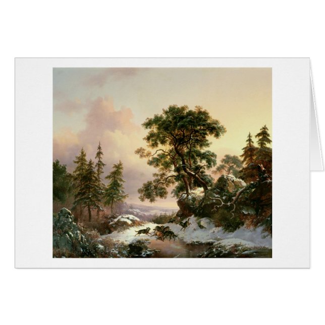 Wölfe in einer Winter-Landschaft (Öl auf Platte) (Vorderseite (Horizontal))