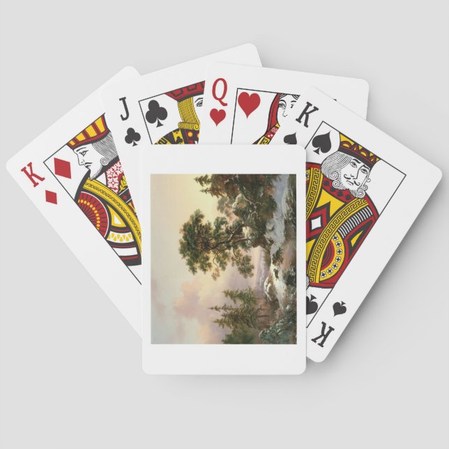 Wölfe in einer Winter-Landschaft (Öl auf Platte) Spielkarten (Rückseite)