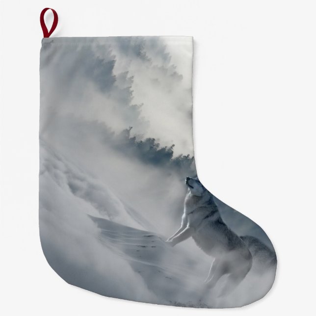 Wölfe in einer Winterlandschaft Großer Weihnachtsstrumpf (Vorderseite)