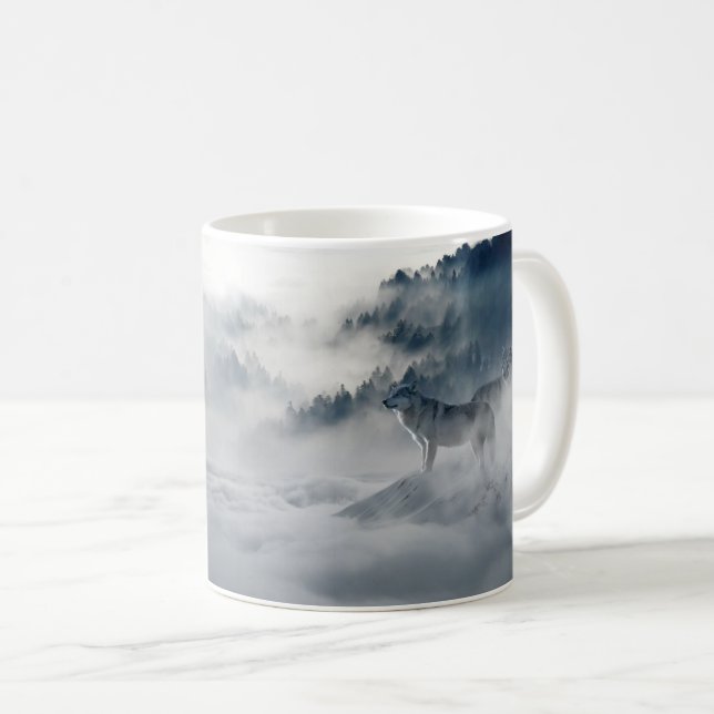 Wölfe in einer Winterlandschaft Kaffeetasse (VorderseiteRechts)