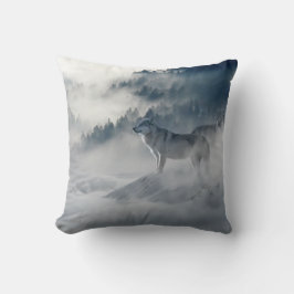 Wölfe in einer Winterlandschaft Kissen