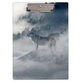 Wölfe in einer Winterlandschaft Klemmbrett