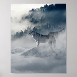 Wölfe in einer Winterlandschaft Poster