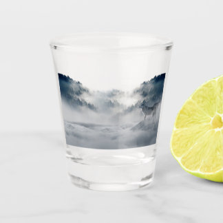 Wölfe in einer Winterlandschaft Schnapsglas