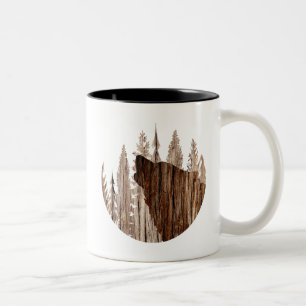 Wölfe in texturiertem Holz Zweifarbige Tasse