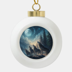 Wölfe Keramik Kugel-Ornament