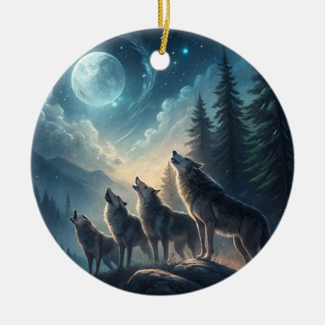 Wölfe Keramik Ornament (Vorne)