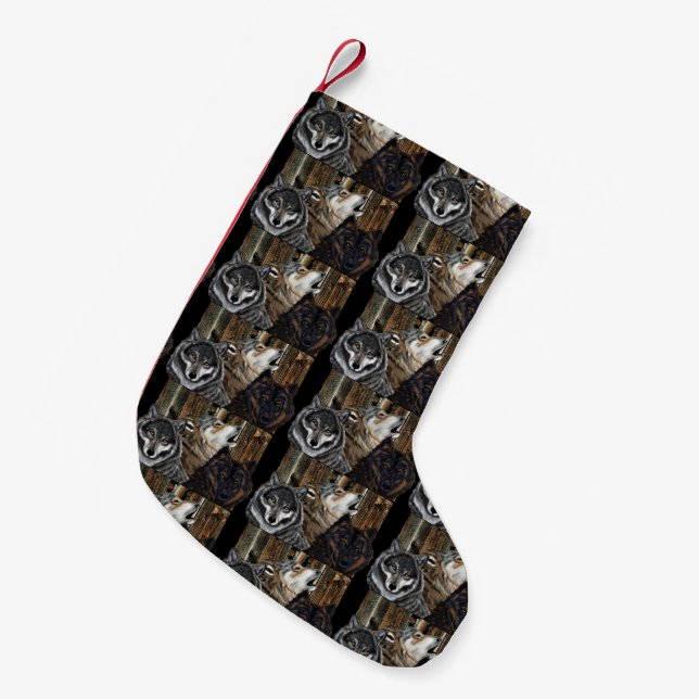 WÖLFE    KLEINER WEIHNACHTSSTRUMPF (Vorderansicht (hängend))