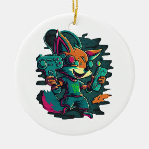 Wölfe spielen Spiele Keramik Ornament