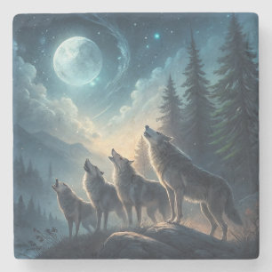 Wölfe Steinuntersetzer