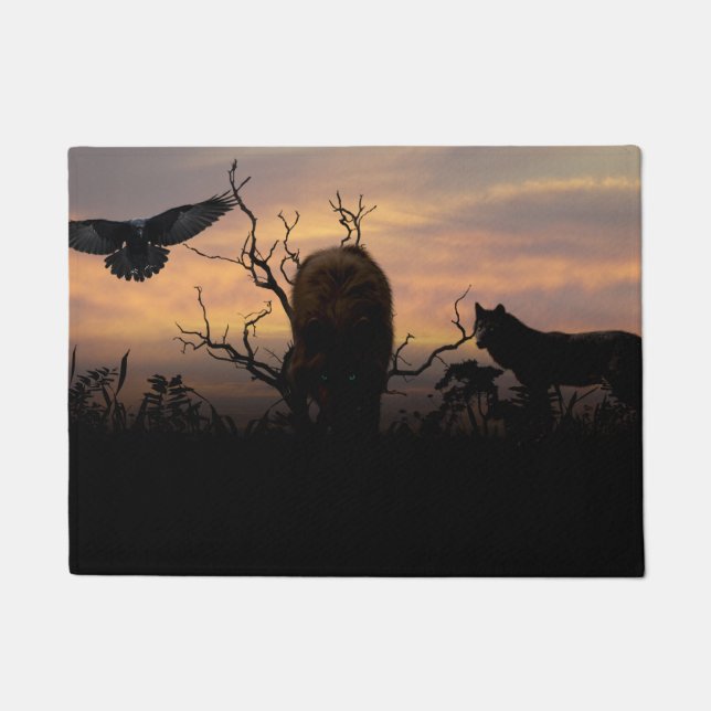 Wölfe und Raven Fußmatte (Vorderseite)