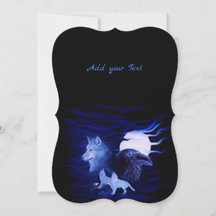 Wölfe und Raven mit Vollmond Einladung