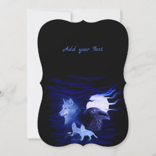 Wölfe und Raven mit Vollmond Einladung