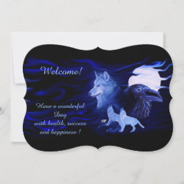 Wölfe und Raven mit Vollmond, fügen Sie Ihren Text Einladung